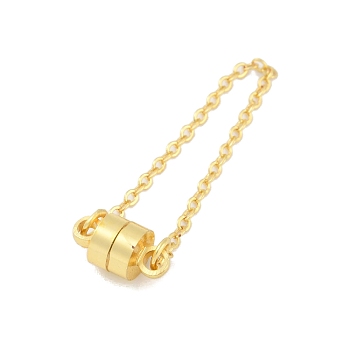 Rack Plating Brass Magnetic Clasps, with Chains, Long-Lasting Plated, Lead Free & Cadmium Free, Round, Real 18K Gold Plated, 78mm