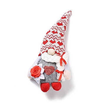 Valentine's Day Cloth Doll Gnome Figurines, for Home Desktop Decoration, Heart, 335x120x76mm