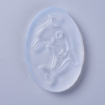 Silicone Molds, Resin Casting Molds, For UV Resin, Epoxy Resin Jewelry Making, Dolphin, White, 82x55x7mm, Dolphin: 66x40mm