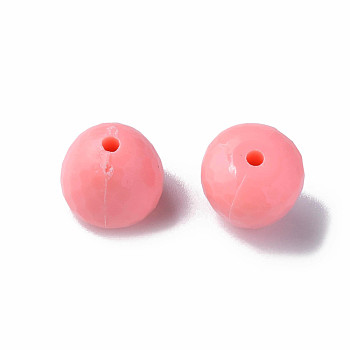 Opaque Acrylic Beads, Faceted, Teardrop, Light Coral, 15x14.5mm, Hole: 2mm, about 243pcs/500g
