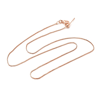 1mm Rack Plating Brass Box Chain Adjustable Slider Necklaces for Women Men, Cadmium Free & Lead Free, 901 Stainless Steel Clasp, Long-Lasting Plated, Rose Gold, 19.69 inch(50cm)