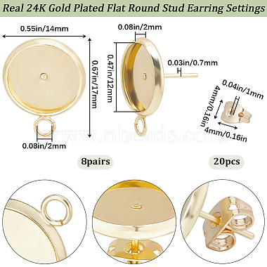 8 Pairs Brass Stud Earring Settings(DIY-BBC0001-40)-2
