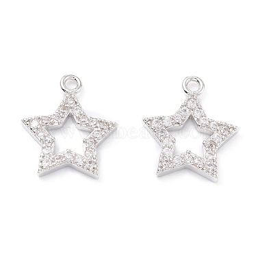 Platinum Clear Star Brass+Cubic Zirconia Charms