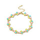 Colorful Enamel Windwill & Cubic Zirconia Link Chain Bracelet(BJEW-P288-12G)-1