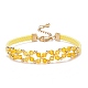 Glass Braided Flower Link Bracelet for Women(BJEW-TA00130-04)-1