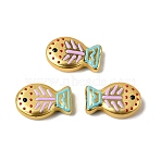 Baking Paint Glass Enamel Beads, Fish, Violet, 20x13x5.5mm, Hole: 1.4mm(GLAA-B035-01A)
