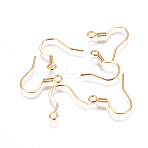Ion Plating(IP) 304 Stainless Steel Earring Hooks, Flat Earring Hooks, with Horizontal Loop, Real 18K Gold Plated, 17x18.5x1.5mm, Hole: 2mm, 22 Gauge, Pin: 0.6mm(STAS-F227-24A-G)