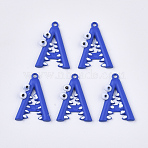 Spray Painted Alloy Pendants, Letter A, Royal Blue, 25x17.5x4.5mm, Hole: 1.5mm(X-PALLOY-N0149-01A)