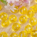 Transparent Acrylic Beads, Round, Yellow, 14mm, about 320pcs/500g.(TACR-NH0001-E-11)