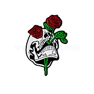 Halloween Theme Enamel Pin, Alloy Brooch for Backpack Clothes, Skull & Rose, Colorful, 38x25mm(DARK-PW0001-105)
