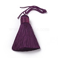 Polyester Tassel Big Pendants, Ice Silk Tassel, Indigo, 50~57x12mm(HJEW-K030-A-25)