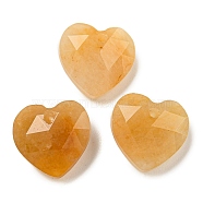 Natural Topaz Jade Faceted Heart Charms, 13x13x6mm, Hole: 1mm(G-G123-01C)