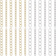 120Pcs 4 Style 304 Stainless Steel Curb Chains Extender, End Chains, Golden & Stainless Steel Color, 25mm, Link: 3~4x1.6~3x0.4~0.5mm, 30Pcs/style(STAS-UN0038-16)