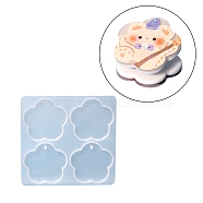 DIY Ornaments for Clips Silicone Molds, Resin Casting Molds, for UV Resin & Epoxy Resin Jewelry Craft Making, Flower Pattern, 92x89x6mm, Hole: 2.5mm, Inner Diameter: 40.5x40.5x5mm(DIY-C061-01H)