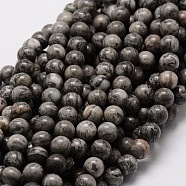 Natural Map Stone/Picasso Stone/Picasso Jasper Round Beads Strands, 8mm, Hole: 1mm, about 48pcs/strand, 15.7 inch(G-E329-8mm-47)