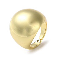 Rack Plating Brass Open Cuff Rings, Plain Dome, Cadmium Free & Lead Free, Real 18K Gold Plated, US Size 7 1/4(17.5mm)(RJEW-K249-17G)