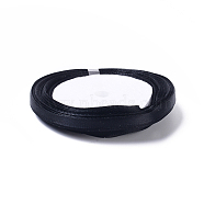 Single Face Satin Ribbon, Polyester Ribbon, Black, 1/4 inch(6mm), about 25yards/roll(22.86m/roll), 10rolls/group, 250yards/group(228.6m/group)(RC012-39)