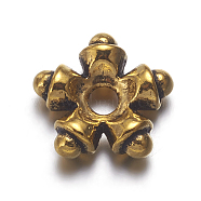 Tibetan Style Alloy Spacer Beads, Lead Free, Flower, Antique Golden, about 9mm in diameter, 3mm thick, Hole: 1mm(X-GAB5464Y)