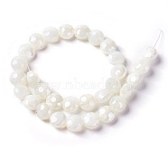 Electroplate Glass Beads Strands, Pearl Luster Plated, Faceted Flat Round, WhiteSmoke, 10x6.5~7mm, Hole: 1mm, about 30pcs/strand, 11.8 inch(30cm)(EGLA-J106A-E29)