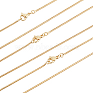 6Pcs Brass Snake Chain Necklaces Set for Men Women, Real 18K Gold Plated, 17.6 inch(44.7cm)(MAK-BBC0001-07)