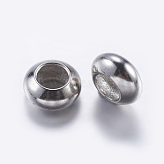 Brass Beads, Rondelle, Platinum, 6x3mm, Hole: 3mm(KK-K197-32P)