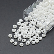 TOHO Japanese Fringe Seed Beads, Opaque Glass Round Hole Rocailles Seed Beads, White, 5x4.5mm, Hole: 1.5mm, about 111pcs/10g(X-SEED-R039-02-MA121)
