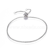 Adjustable 304 Stainless Steel Slider Bracelets, Bolo Bracelets, with Rolo Chains and Slider Stopper Beads, Stainless Steel Color, 9-7/8 inch(25cm)(BJEW-L653-003P)