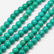 Round Natural Magnesite Beads Strands, Dyed, Turquoise, 8mm, Hole: 1mm, about 50pcs/strand, 15.3 inch(G-N0132-06-8mm)