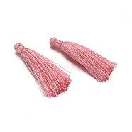 Polyester Thread Tassels Pendant Decorations, Pink, 28~35x4mm(X-NWIR-H112-01F)
