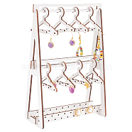 Wood Earring Display Stands, Coat Hanger Shape, White, Finish Product: 12.5x6x19cm, about 15pcs/set(EDIS-WH0021-17)