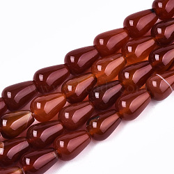 Natural Carnelian Beads Strands, Dyed, Teardrop, FireBrick, 14x9.5mm, Hole: 1.2mm, about 28pcs/strand, 15.55 inch(39.5cm)(G-T131-31)