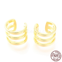 925 Sterling Silver Cuff Earrings, Golden, 11x9mm(EJEW-H124-12G)