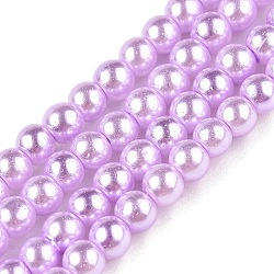 Baking Painted Glass Pearl Bead Strands, Pearlized, Round, Lilac, 3~4mm, Hole: 0.5mm, about 195pcs/strand, 23.6 inch(HY-Q003-3mm-47-A)