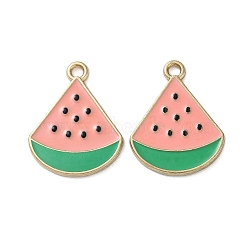 Alloy Enamel Pendants, Cadmium Free & Nickel Free & Lead Free, Golden, Watermelon, 23x18x2mm, Hole: 1.8mm(FIND-O003-06A-G)