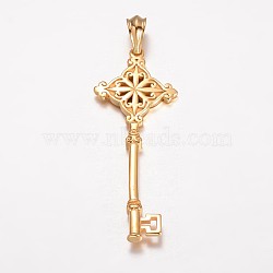 304 Stainless Steel Big Pendants, Key, Golden, 85x33.5x6mm, Hole: 12x8mm(STAS-D441-11G)