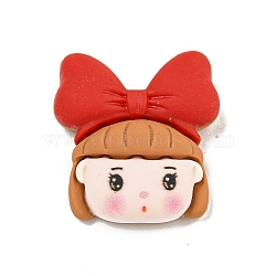 Christmas Theme Opaque Resin Decoden Cabochons, Bowknot Girl, 23x22x7mm(CRES-B022-06G)