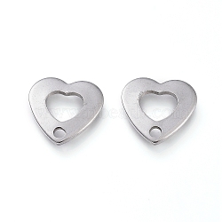 Non-Tarnish 304 Stainless Steel Charms, Laser Cut, Hollow Heart, Stainless Steel Color, 11x11x1mm, Hole: 1.6mm(STAS-L232-084P)