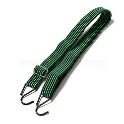 Latex Adjustable Flat Strap with Anti-Rust Iron Hooks, for Motorcycle Bike Mountain Luggage, Green, 733~1280x28.5x4mm, clasp: 60.5x43x4mm.(AJEW-M042-01A)