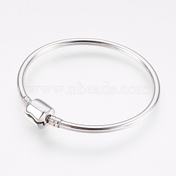 304 Stainless Steel European Style Bangle Making, with Clasps, Stainless Steel Color, 2-1/8 inch(5.3cm), 3mm(BJEW-F167-01P-B)