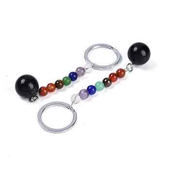 Gemstone Keychain, with Iron Rings, 95~96mm