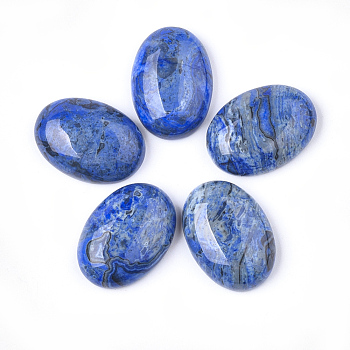 Natural Ripple Jasper Cabochons, Dyed & Heated, Oval, Blue, 25x17.5~18x7mm