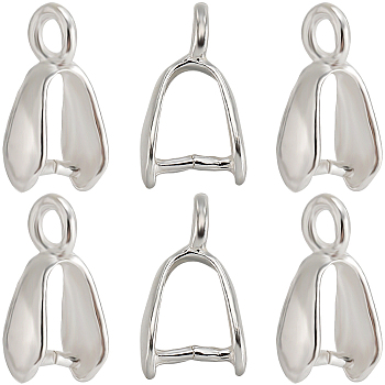 6Pcs 925 Sterling Silver Pendant Bails, Ice Pick & Pinch Bails, with S925 Stamp, Silver, 9x5x3mm, Hole: 1.5mm, Pin: 0.8mm