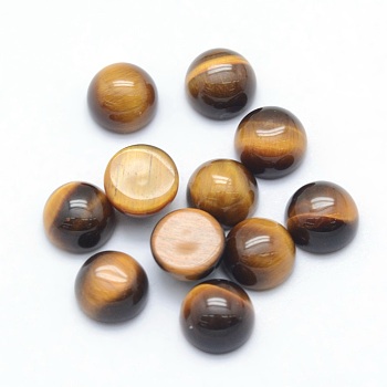 Natural Tiger Eye Cabochons, Grade A, Half Round, 8x3.5~4mm