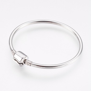 304 Stainless Steel European Style Bangle Making, with Clasps, Stainless Steel Color, 2-1/8 inch(5.3cm), 3mm