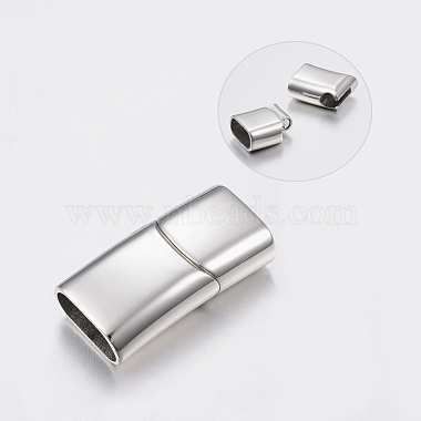 Rectangle Smooth Surface 304 Stainless Steel Magnetic Clasps with Glue-in Ends(STAS-I037-33)-2