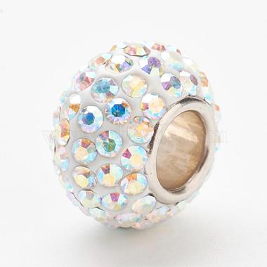 11mm White Rondelle Austrian Crystal European Beads