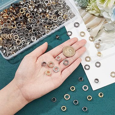 300 Sets 3 Colors Brass Rhinestone Grommet Eyelet Findings(DIY-NB0007-68)-3