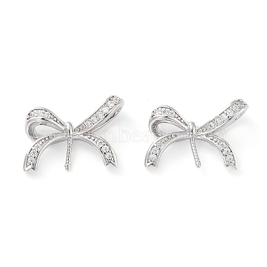 Platinum Clear Bowknot Brass+Cubic Zirconia Pendants