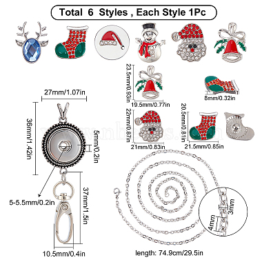 Sunnyclue DIY 交換可能なクリスマス オフィス ストラップ ID バッジ ホルダー ネックレス作成キット(DIY-SC0022-02)-2