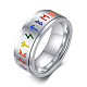 Rainbow Color Pride Flag Rune Words Odin Norse Viking Amulet Enamel Rotating Ring(RABO-PW0001-037D)-1